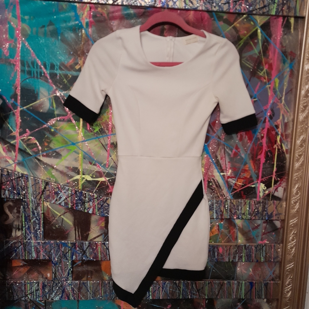 Necessary Clothing White and Black Asymmetrical Dress